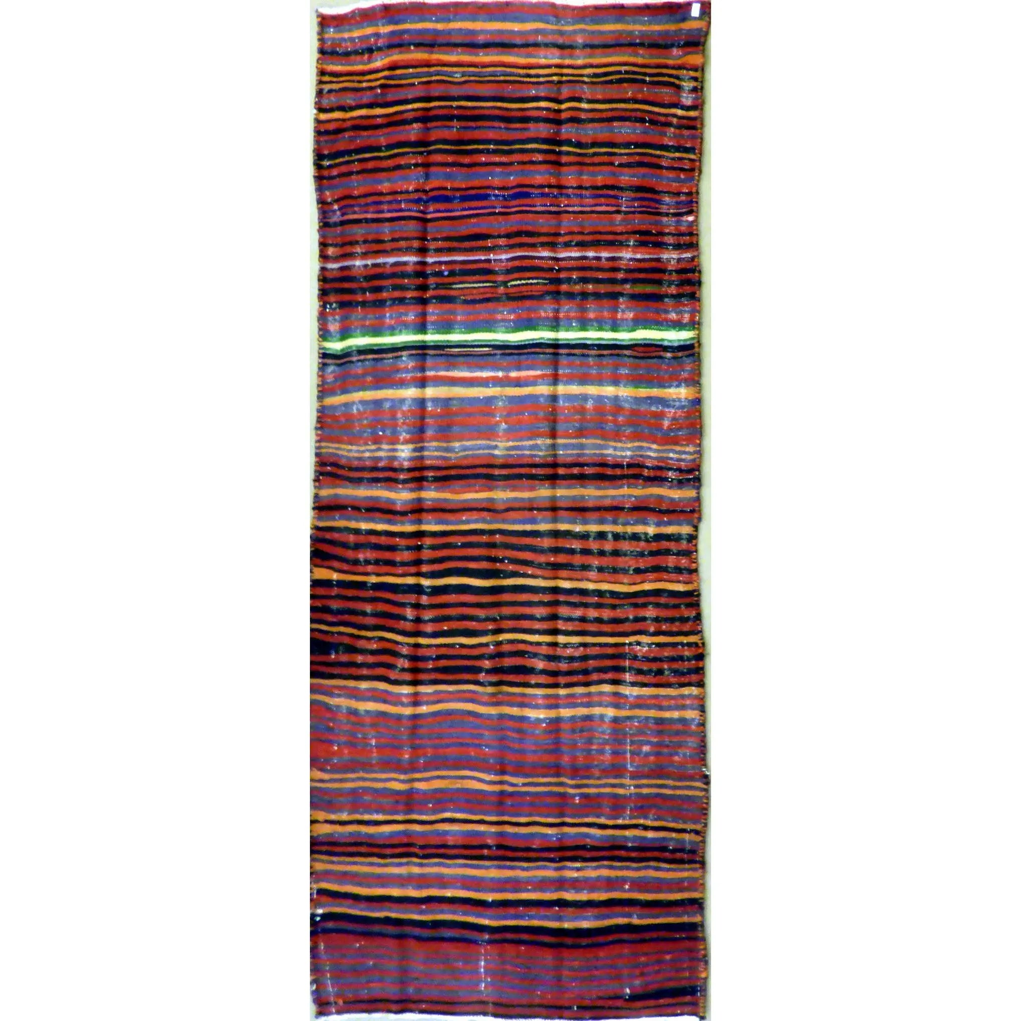 One Of The Kind Authentic Hand-Knotted Sanandaj Vintage Kilim 10'9" X 4'6"